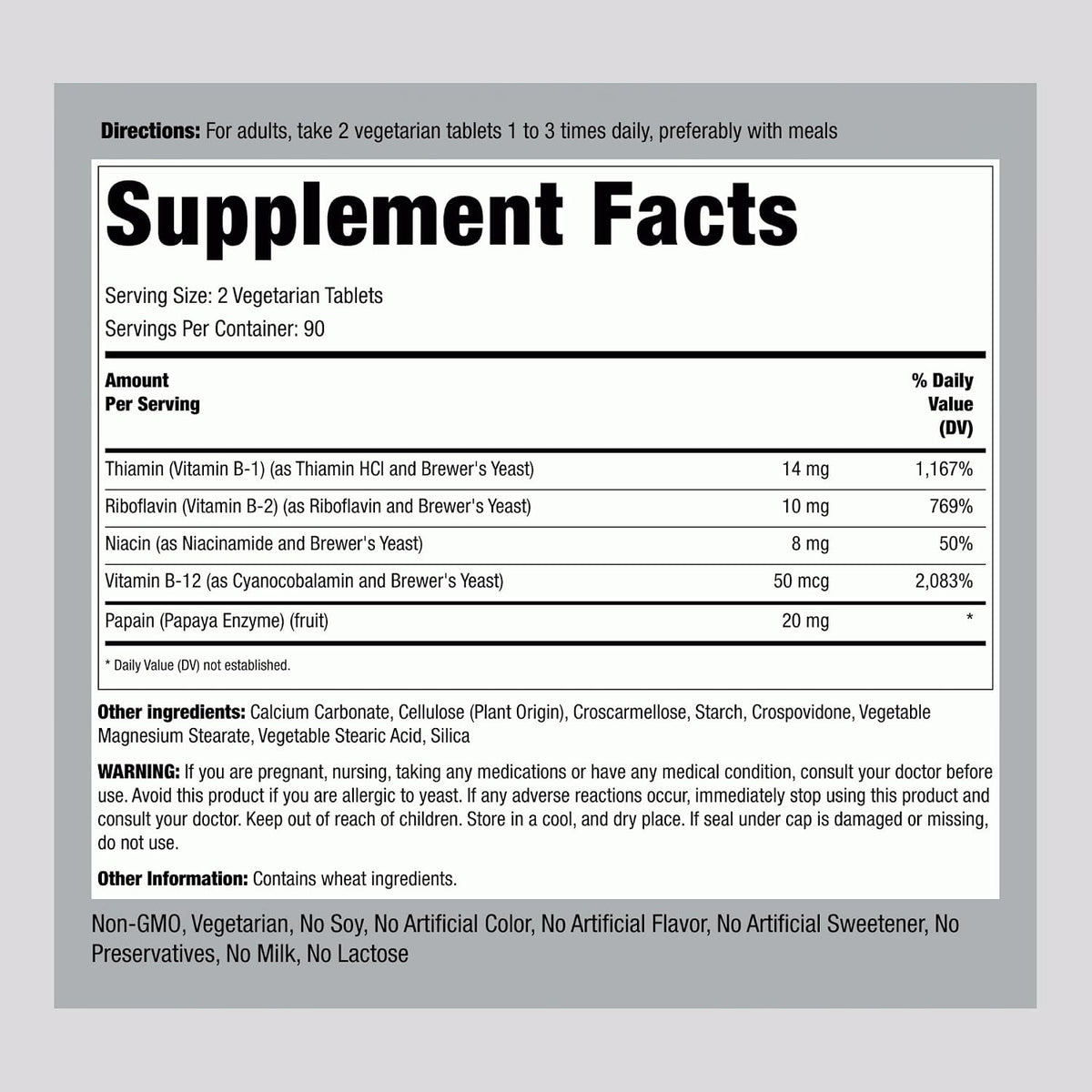 Piping Rock Vitamin B Complex | 180 Tablets | with B12 | Vegetarian, Non-GMO, Soya-free Supplement - görsel 2
