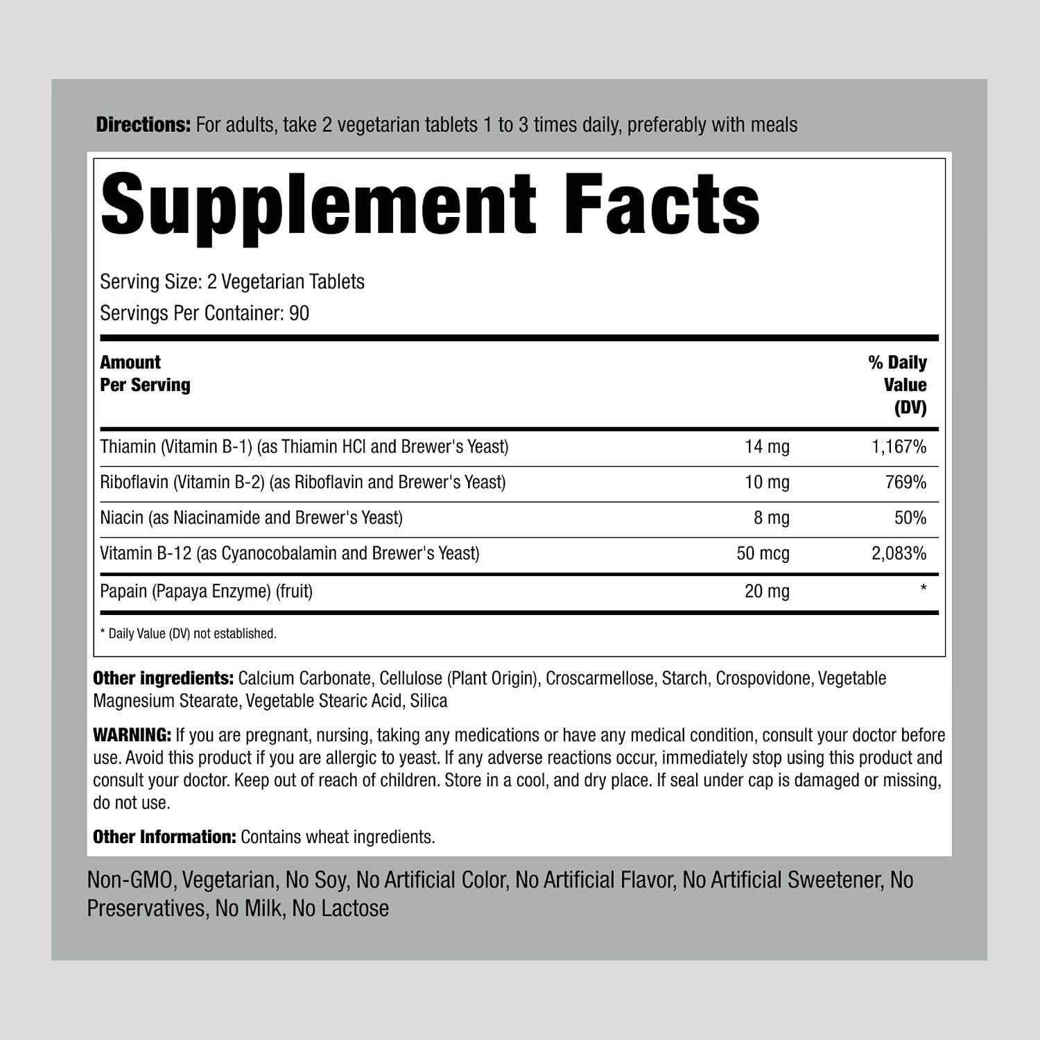 Piping Rock Vitamin B Complex | 180 Tablets | with B12 | Vegetarian, Non-GMO, Soya-free Supplement - görsel 2