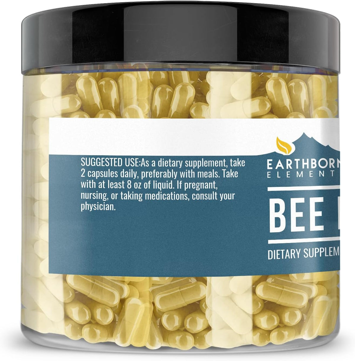 Earthborn Elements Bee Pollen 200 Capsules, Pure & Undiluted, No Additives – Image 3