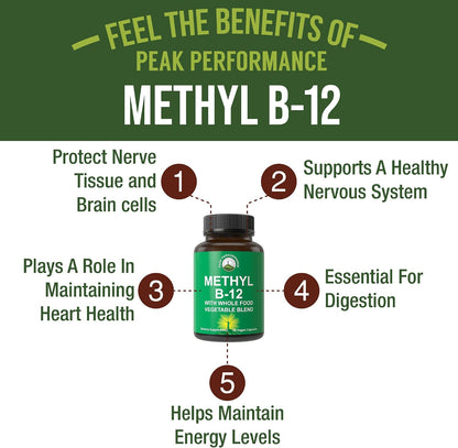 Methyl B12 with Whole Food Blend – Vegan Methylcobalamin Supplement