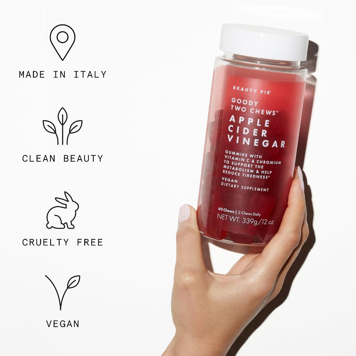 Beauty Pie Goody Two Chews Apple Cider Vinegar Gummies – Metabolism support with Chromium and Vitamin C - görsel 6