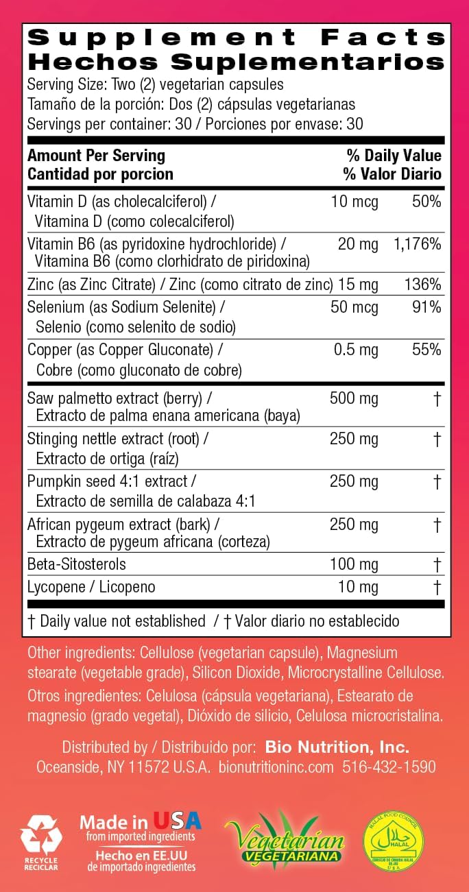 Bio Nutrition Prostate Wellness with Pumpkin Seed Extract 60 Capsules - görsel 6