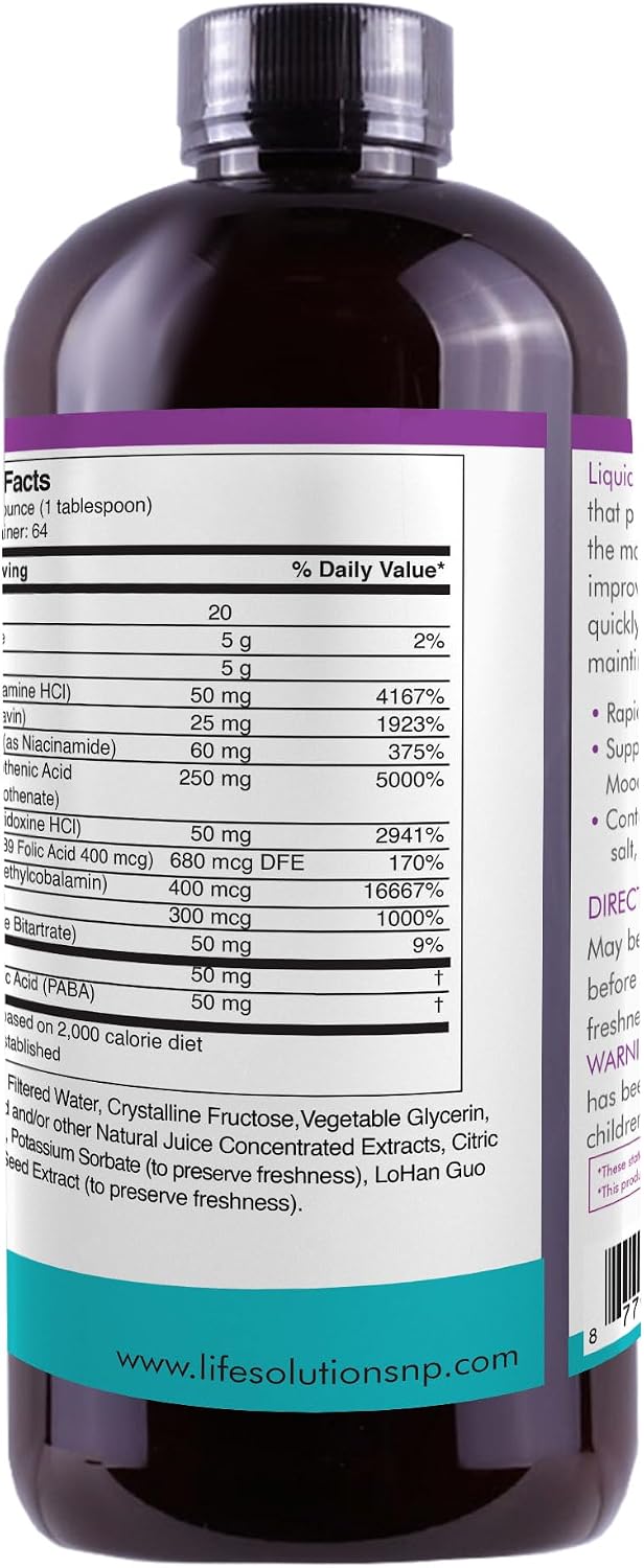 Life Solutions Liquid Super B Complex - 946ml to Naturally Increase Your Body's Energy Levels - görsel 5