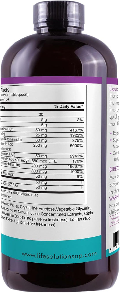 Life Solutions Liquid Super B Complex - 946ml to Naturally Increase Your Body's Energy Levels