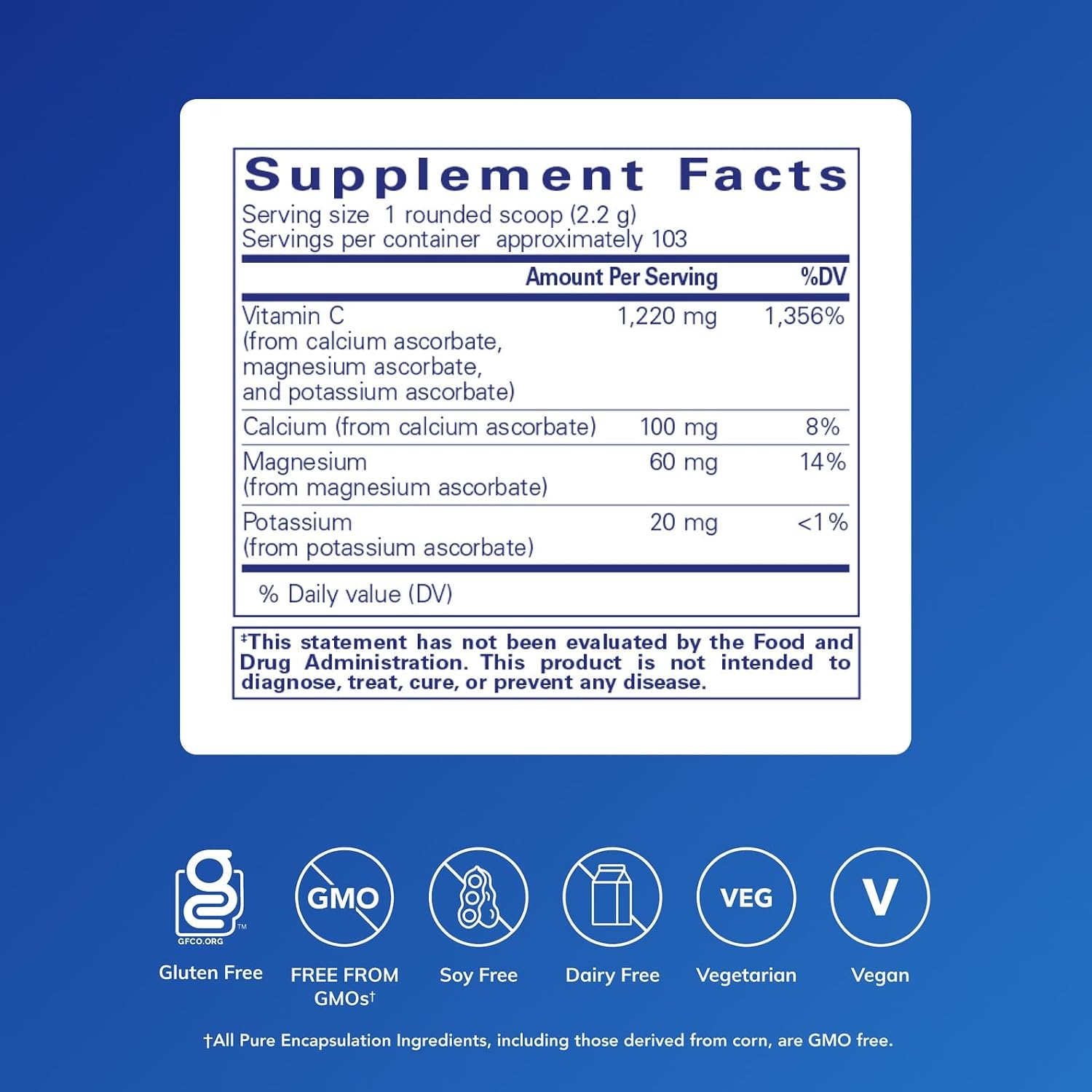 Pure Encapsulations Buffered Ascorbic Acid Powder, 227g - görsel 2