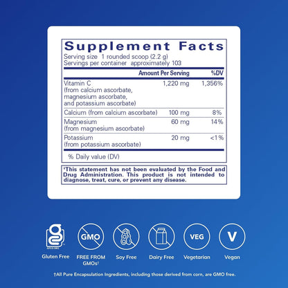 Pure Encapsulations Buffered Ascorbic Acid Powder, 227g