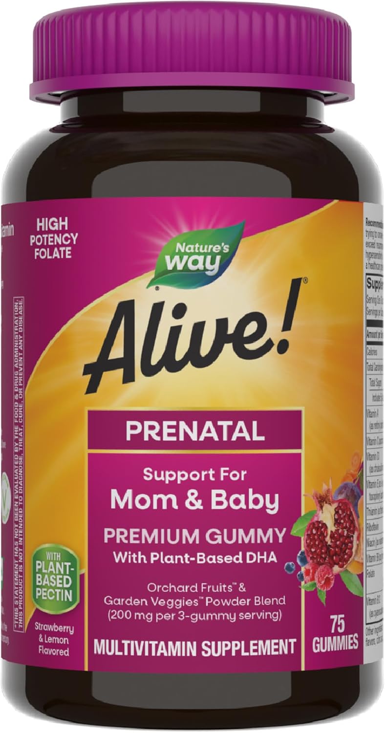 Nature's Way Alive! Prenatal Premium Gummy Multivitamin - High Potency Folate & DHA - 75 Gummies - görsel 1