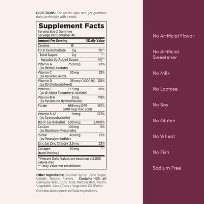 Nature's Bounty Optimal Solutions Women's Multivitamin, Immune and Cellular Energy Support, Bone Health, Raspberry Flavour, 80 Gummies, 40 Total Servings