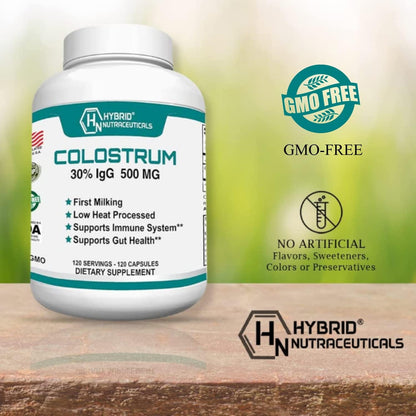 Hybrid Nutraceuticals Bovine Colostrum Supplement - 240 Capsules, 500mg, 30% IgG
