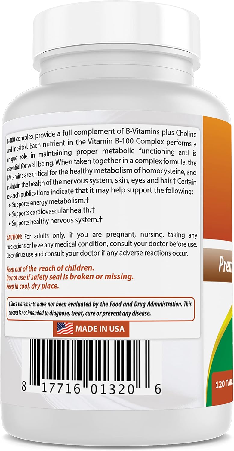Best Naturals B-100 Complex for Adults, 120 Tablets - görsel 6