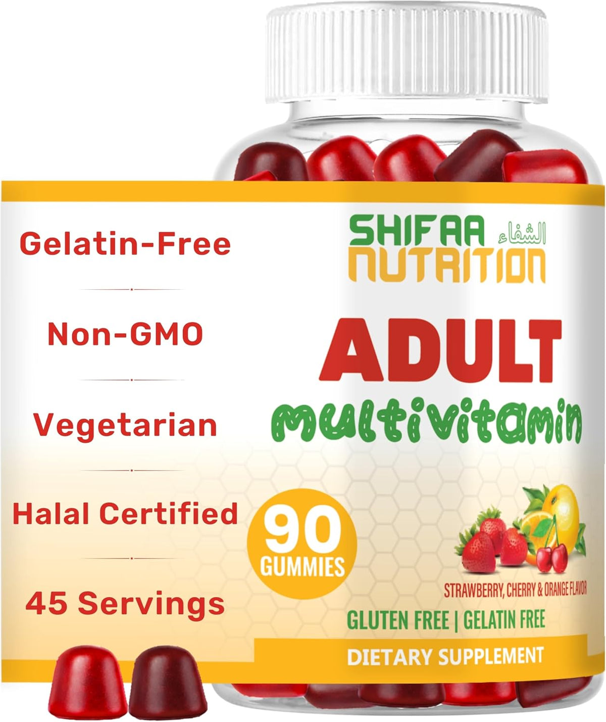 Halal & Vegetarian Multivitamin Gummies for Adults – 45 Servings - görsel 1