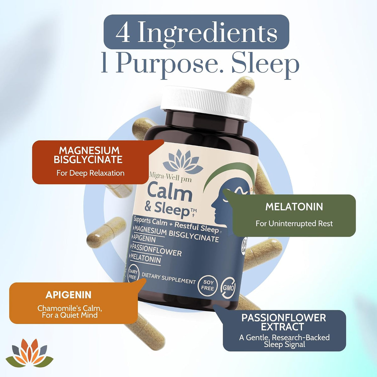 Calm & Sleep: Sleep Aid for Adults – – Nerve support: Magnesium contributes to normal functioning of the nervous – Image 4
