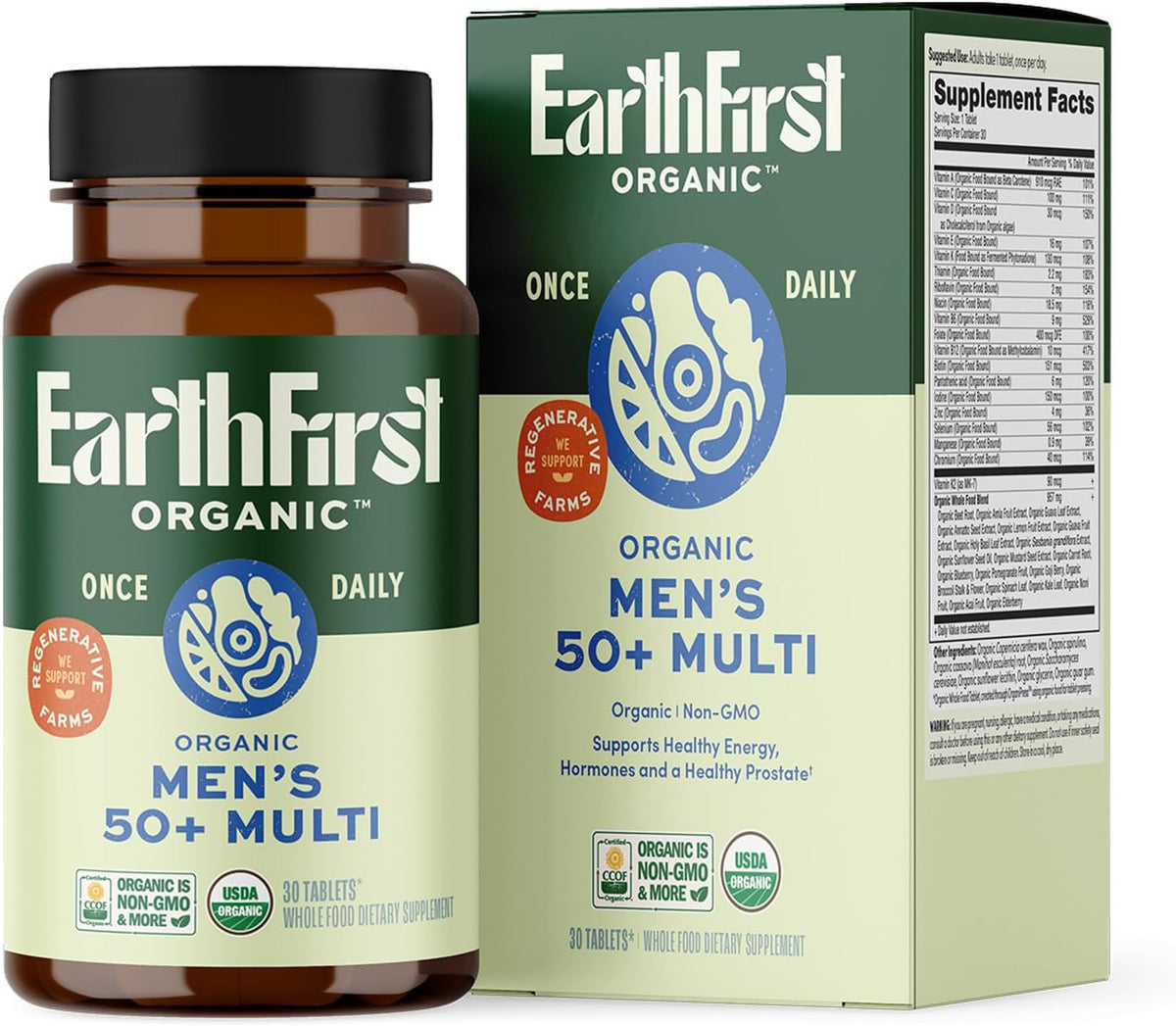 Once Daily Multivitamin for Men 50+, 19 Vitamins from Herbs & Superfoods, Supports Prostate Health, Energy Levels and Strong Bones, 60 Tablets - görsel 8