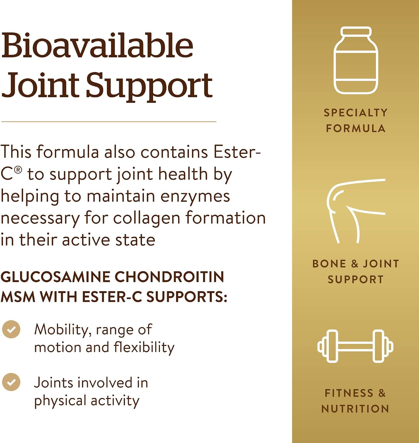 Solgar Extra Strength Glucosamine Chondroitin MSM with Ester-C, 180 Tablets - görsel 4