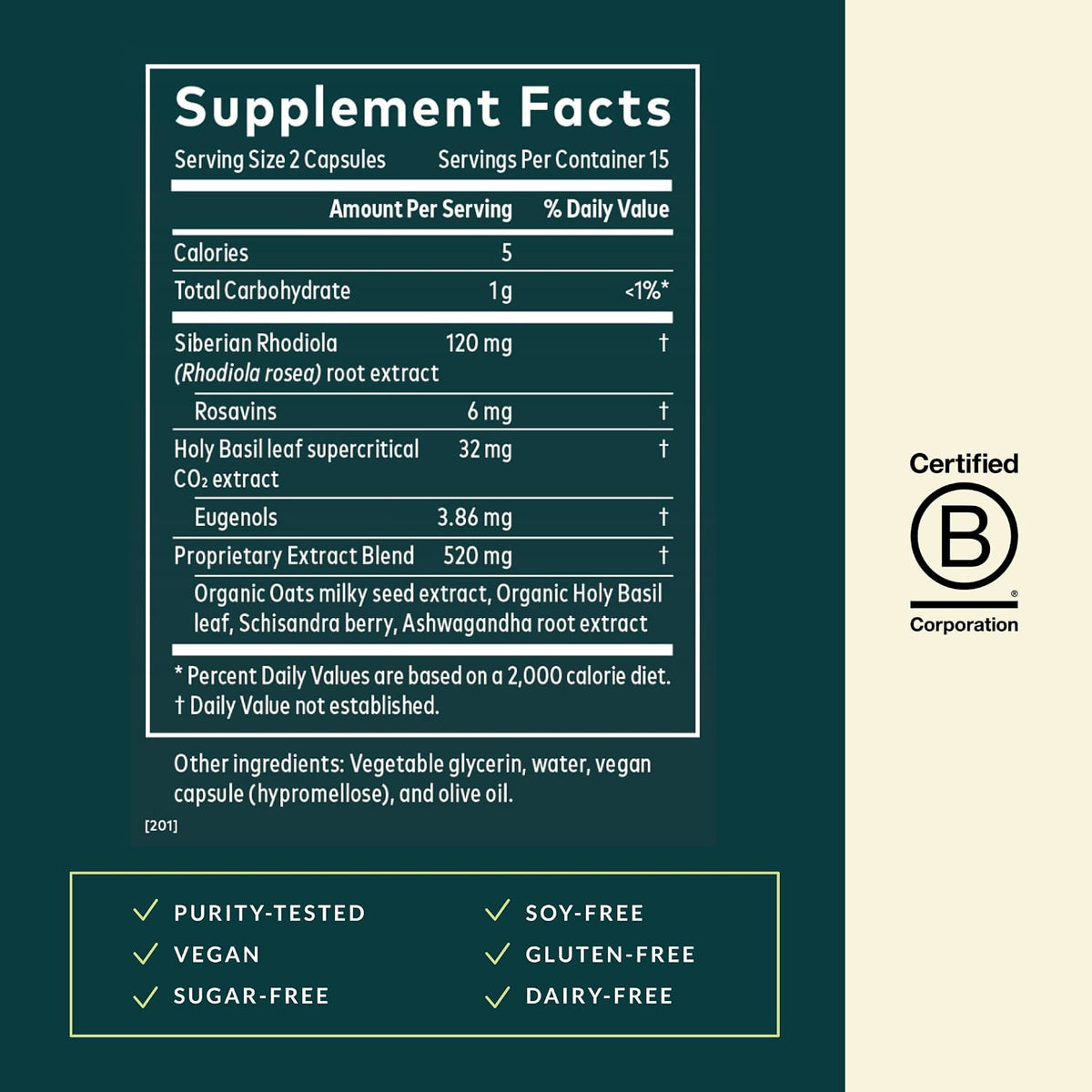 Gaia Herbs Stress Response - Adaptogen Blend with Rhodiola, Holy Basil & Ashwagandha - 30 Vegan Liquid Phyto-Caps - görsel 3