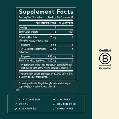 Gaia Herbs Stress Response - Adaptogen Blend with Rhodiola, Holy Basil & Ashwagandha - 30 Vegan Liquid Phyto-Caps