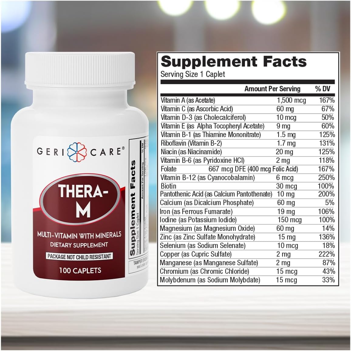 GeriCare Thera M Multivitamin Tablets, 100 Tablets - görsel 3