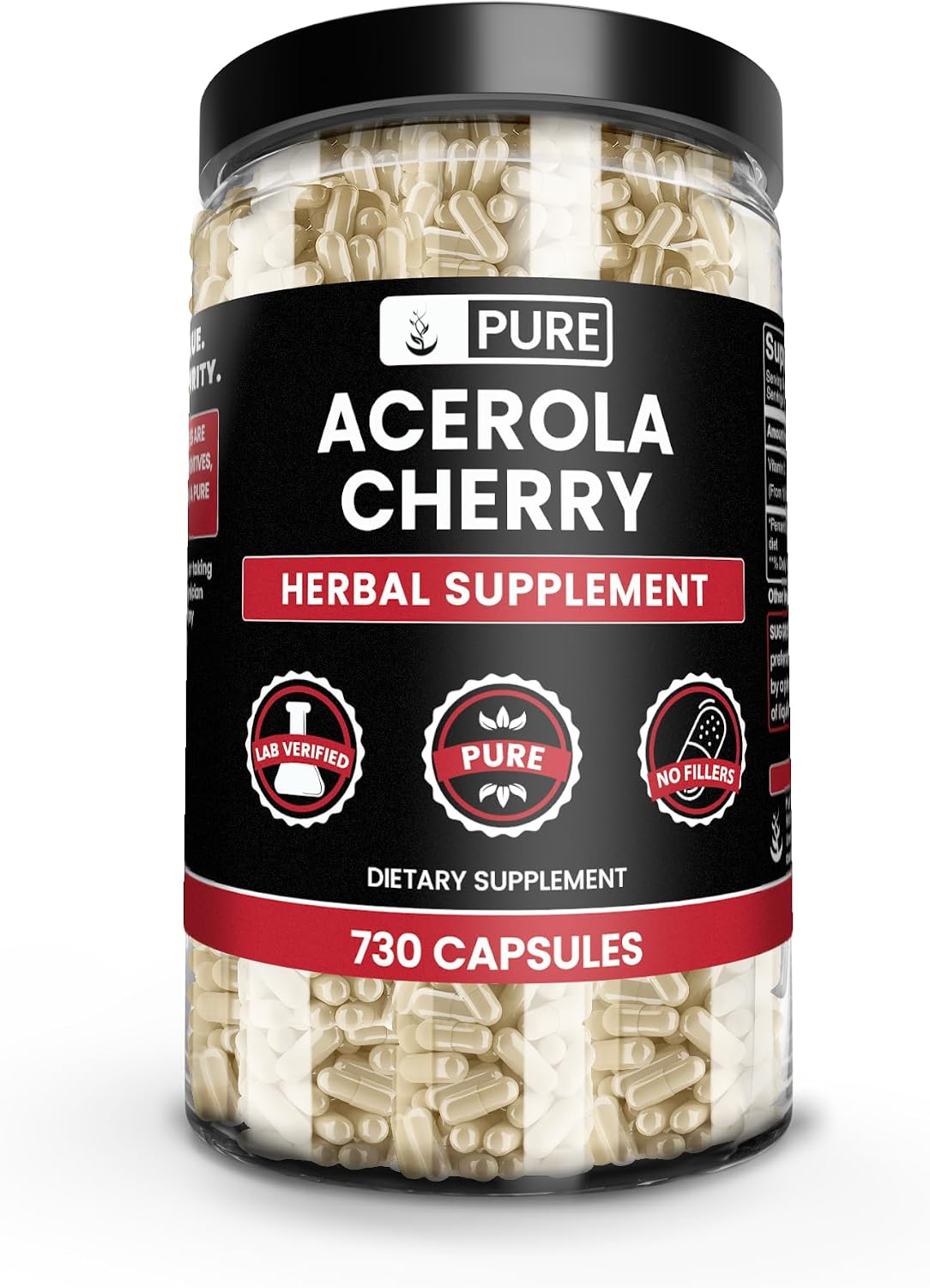 Pure Original Ingredients Acerola Cherry Vitamin C – 730 Capsules, No Fillers - görsel 1