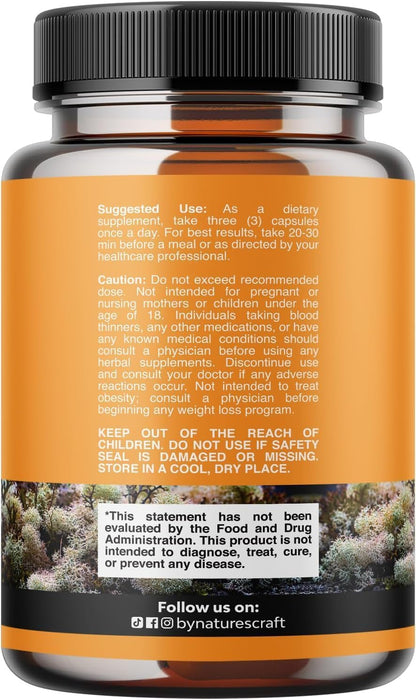 Natures Craft Irish Sea Moss Capsules – Superfood Complex with Bladderwrack, Burdock Root and BioPerine for Immune Support, Skin Health and Thyroid Support (Vegan, Non-GM, 90 Count)