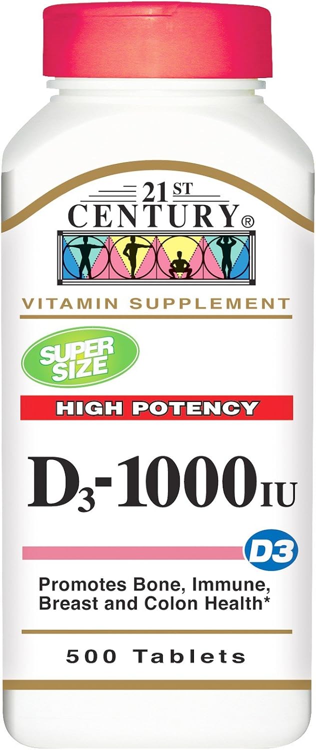 21st Century Vitamin D3 High Strength, 1000 IU, 500 Tablets - 2 Pack - görsel 1