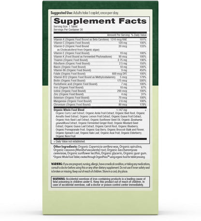 Prenatal Once Daily Multivitamin for Women for Preconception, Pregnancy, Postnatal & Breastfeeding, with Folate, Iron & Organic Whole Food Blend, Vegan, 30 Tablets