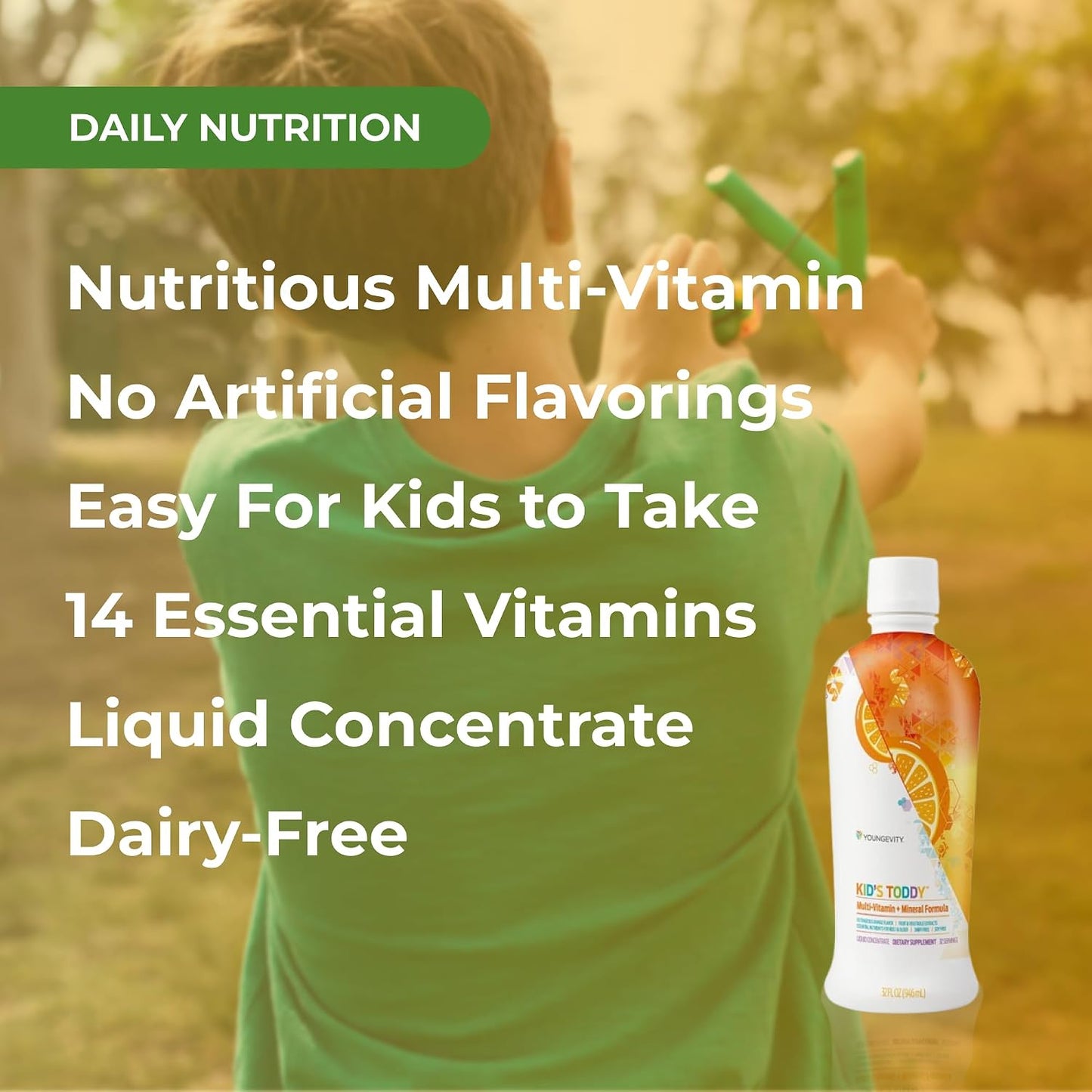 Youngevity Kid's Toddy™ - Mega Multivitamin for Children Age 2+ - 14 Vitamins, 10 Minerals, Phytonutrient Blend - Highly Absorbable - Delicious Orange Flavour - Pack of 2 (946 ml each) - görsel 4