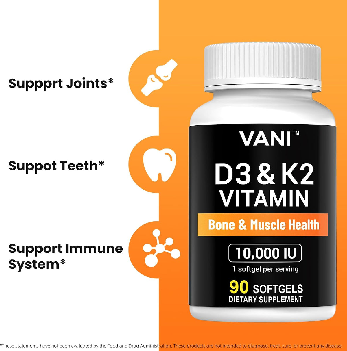 Vitamin D3 (10000 IU) + K2 (MK-7) – 90 Soft gel capsules for Bone, Muscle & Teeth Health - görsel 5