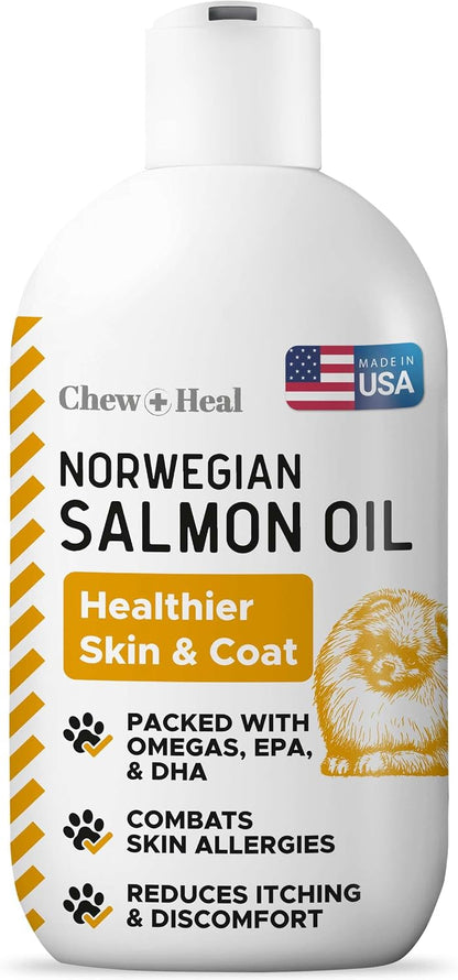 Salmon Oil for Dogs - Premium Fish Oil for Skin and Coat Health - Omega-3 Supplement - 8 oz Liquid
