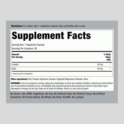 Piping Rock Luteolin Complex with Rutin – 50 Vegetarian Capsules