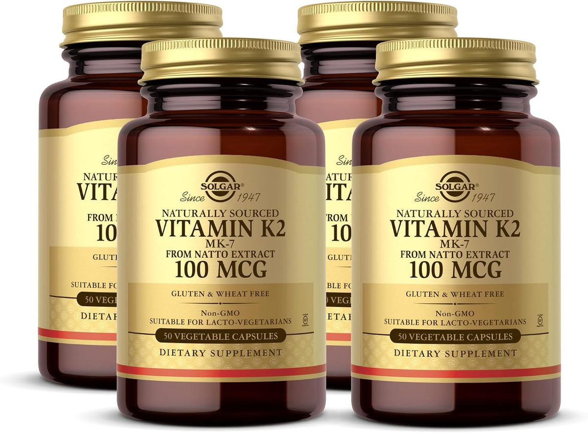 Solgar Naturally Sourced Vitamin K2 (MK-7) 100 mcg, 50 Vegetable Capsules (Pack of 4) - 200 Servings - görsel 1