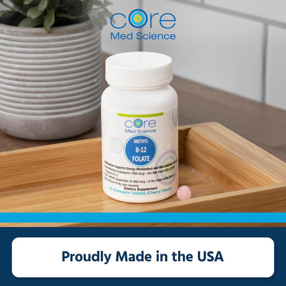 Core Med Science Methyl B12 Folate Supplement – 5-MTHF Lozenges for Mood, Cognitive Function and Heart Health