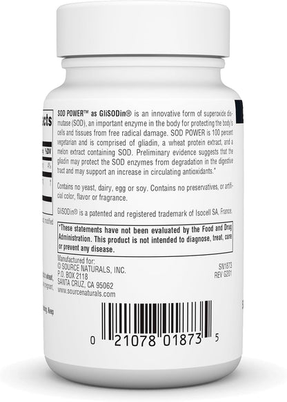 Source Naturals SOD Power - GliSodin Superoxide Dismutase 250mg - 60 Tablets