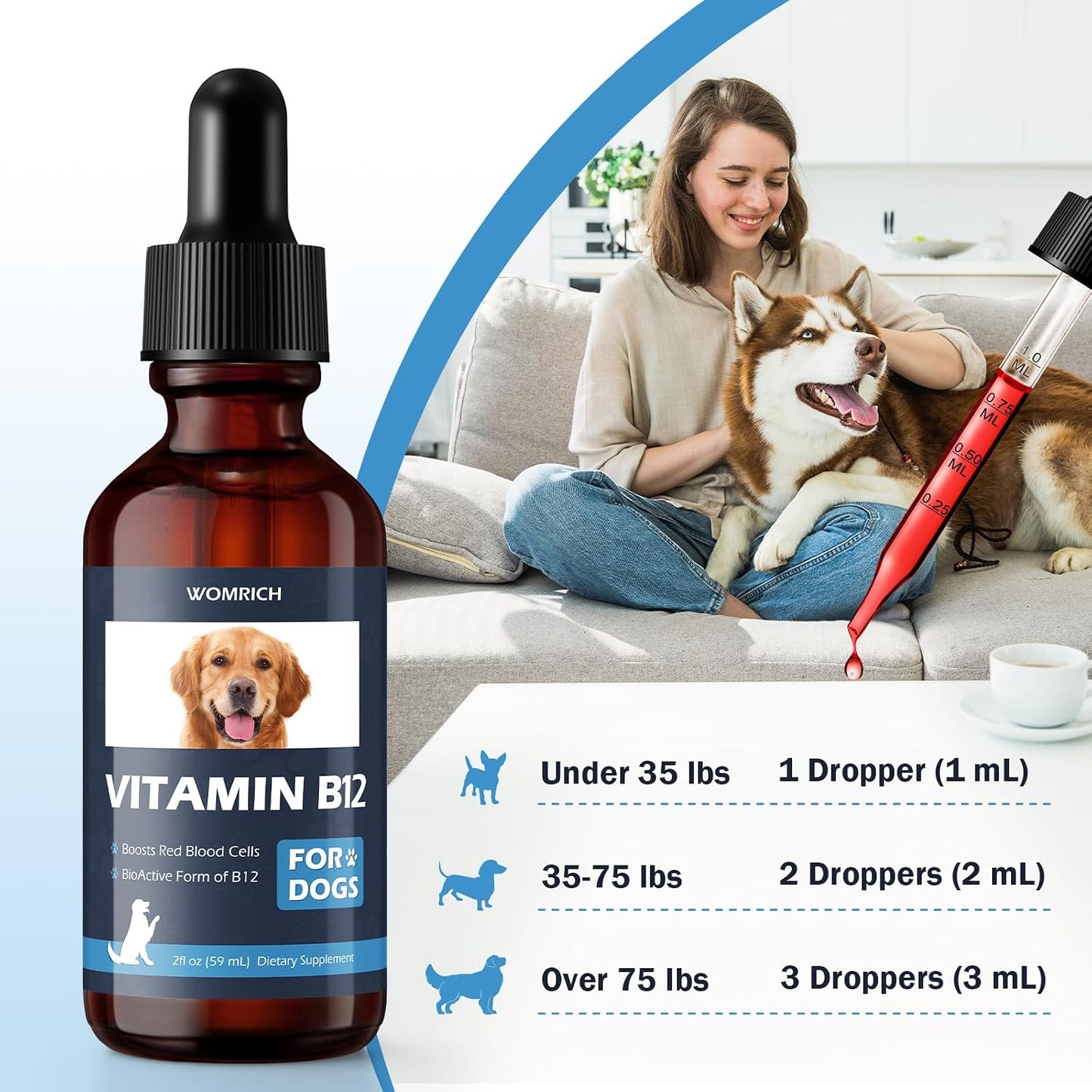 Appetite Stimulant Vitamin B12 for Dogs | Methylcobalamin (Methyl B12) | Supports Red Blood Cell Formation, Energy, Nervous System | 60 ml - görsel 4