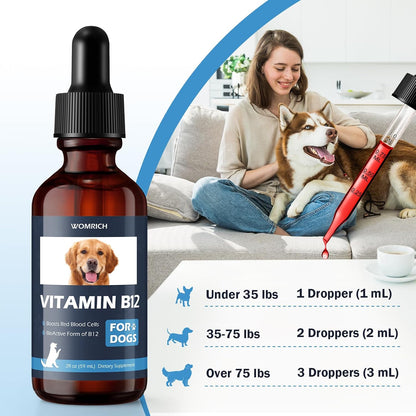 Appetite Stimulant Vitamin B12 for Dogs | Methylcobalamin (Methyl B12) | Supports Red Blood Cell Formation, Energy, Nervous System | 60 ml