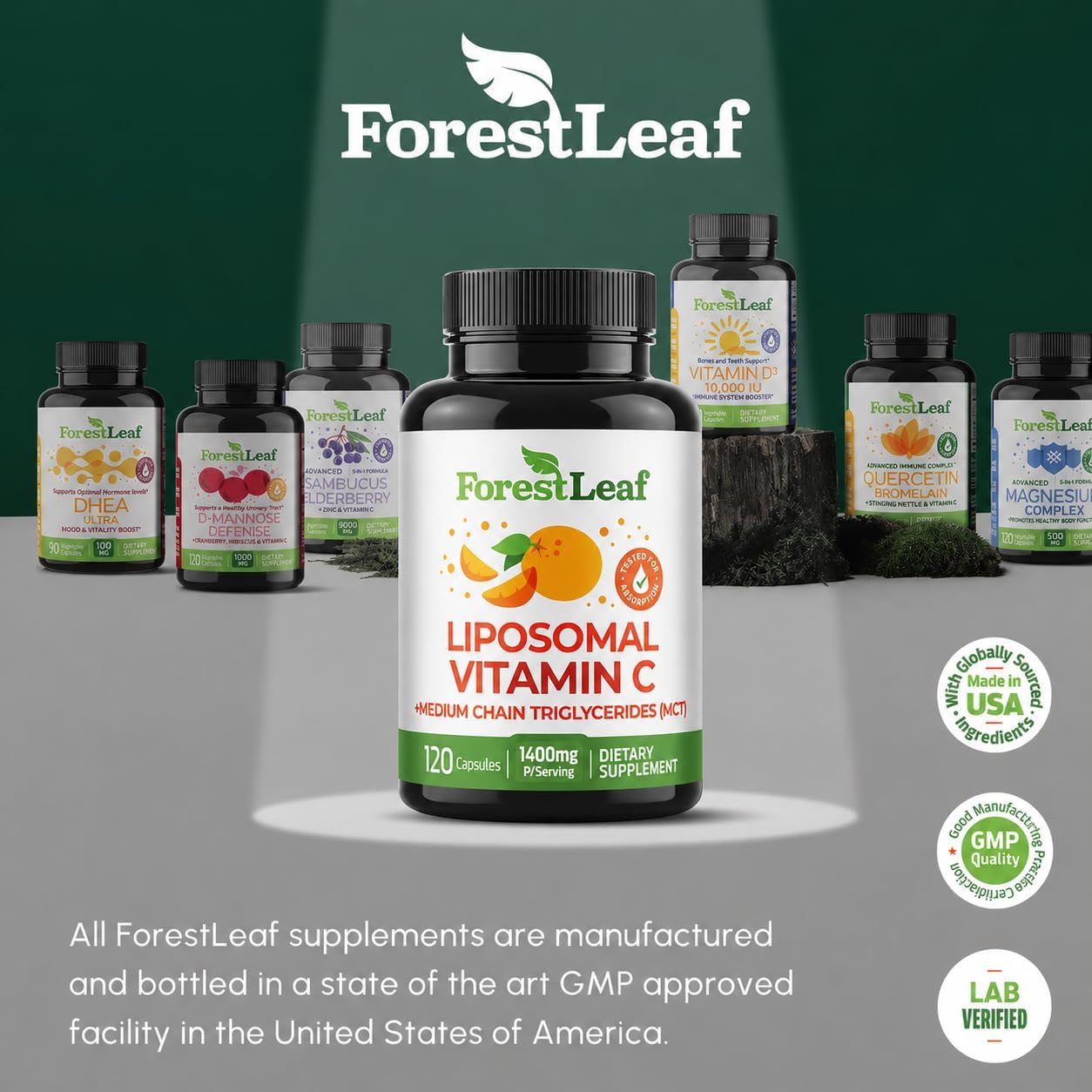 ForestLeaf Liposomal Vitamin C 1400mg Capsules – High-dose Vitamin C Supplement with Coconut Oil for Fast Absorption – 120 Vegan Capsules - görsel 7