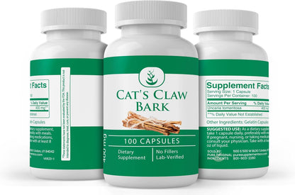 Pure Original Ingredients Cat's Claw Bark, 100 Capsules – Always Pure, No Additives or Fillers, Laboratory Verified