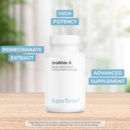 Supersmart Urolithin A - Postbiotic Supplement from Pomegranate Extract | Non-GM & Gluten-free - 60 Vegetarian Capsules