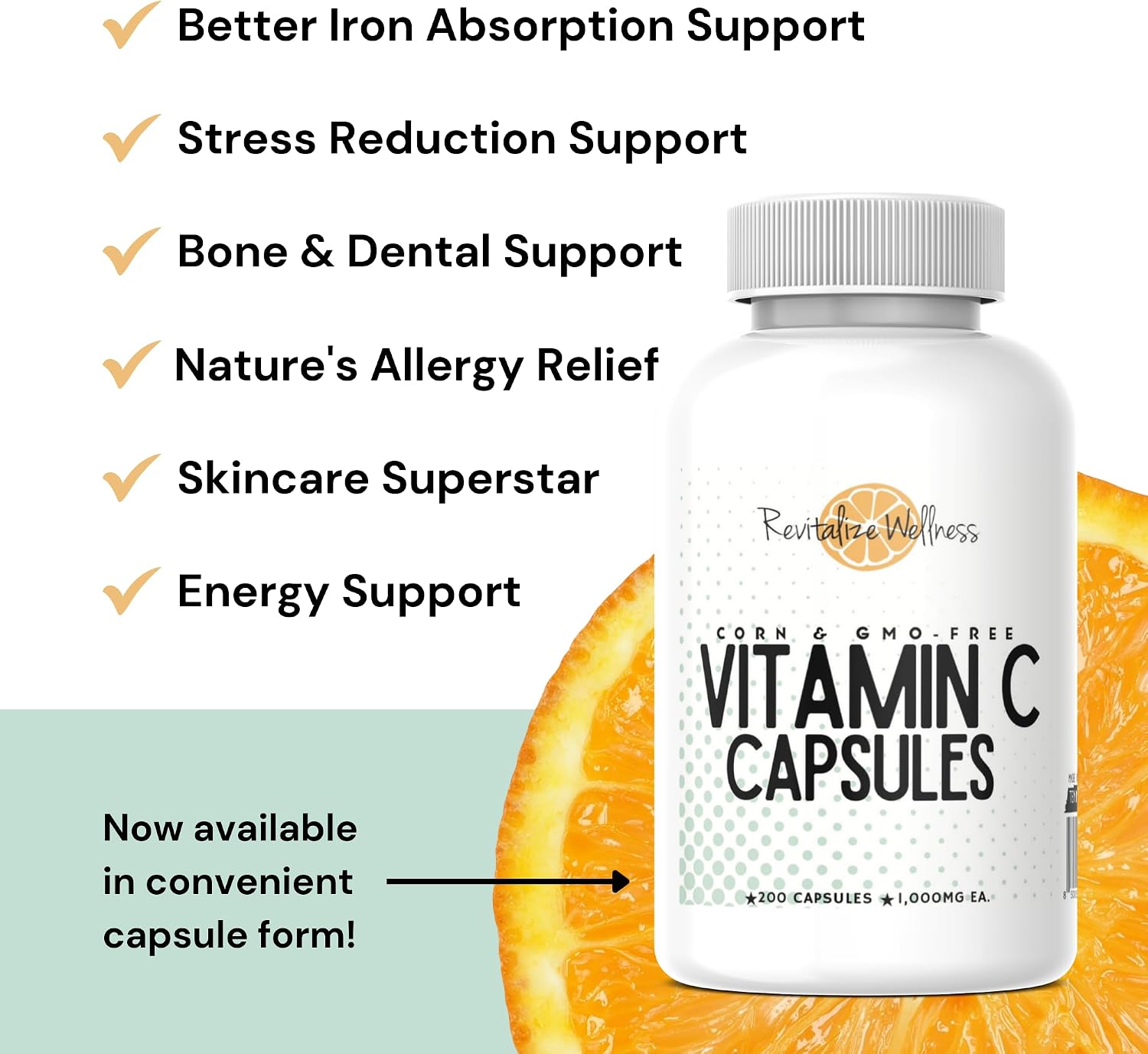 Revitalise Wellness Vitamin C 1000 mg Capsules – Pure, Non-GM, Maize Free – 200 Capsules - görsel 7