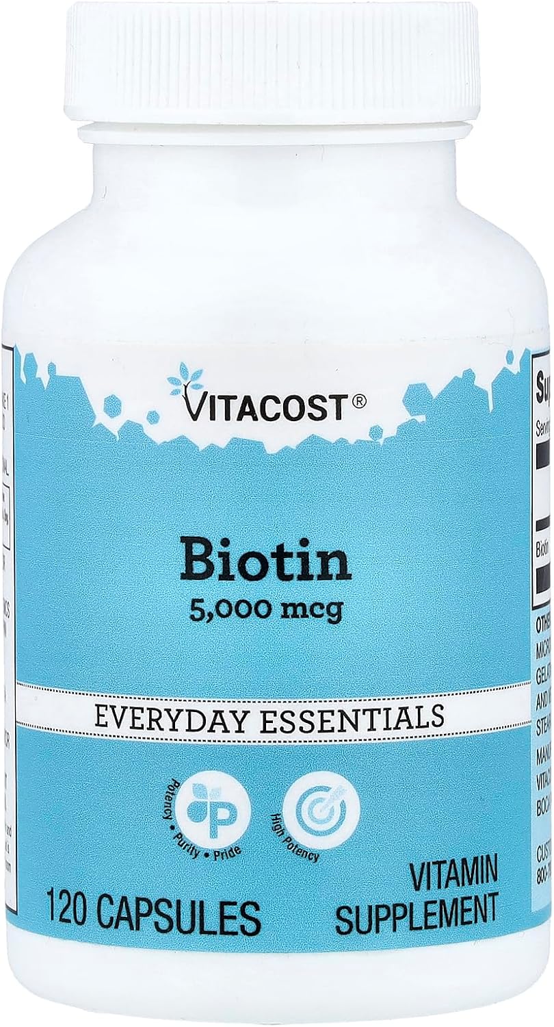 Vitacost Biotin, 5,000 mcg, 120 Capsules - görsel 1