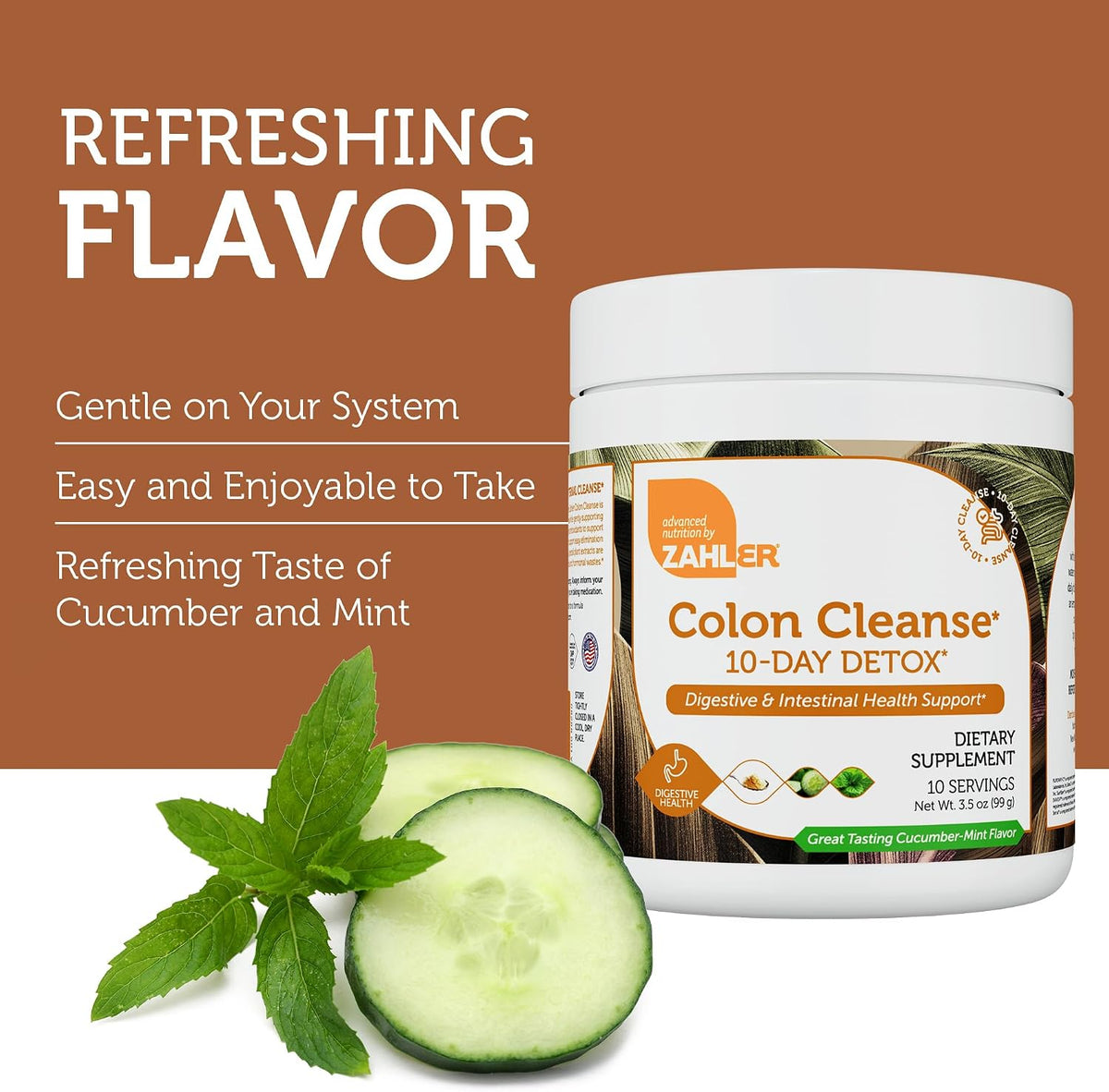 Zahler Colon Cleanse 10-Day Detox Cleanse – Cucumber Mint Flavour – Herbal Digestive Wellness – 3.5 oz Jar - görsel 4