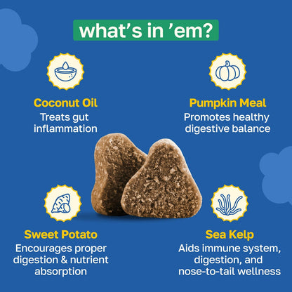Happy Paws Scoot Stop Dog Chews, Anal Gland Support for Dogs, Soft Chews with Coconut Oil, Pumpkin, Sweet Potato & Sea Kelp for Healthy Digestion, Organic, Non-GMO, Vegan, Chicken Flavour, 200 Count