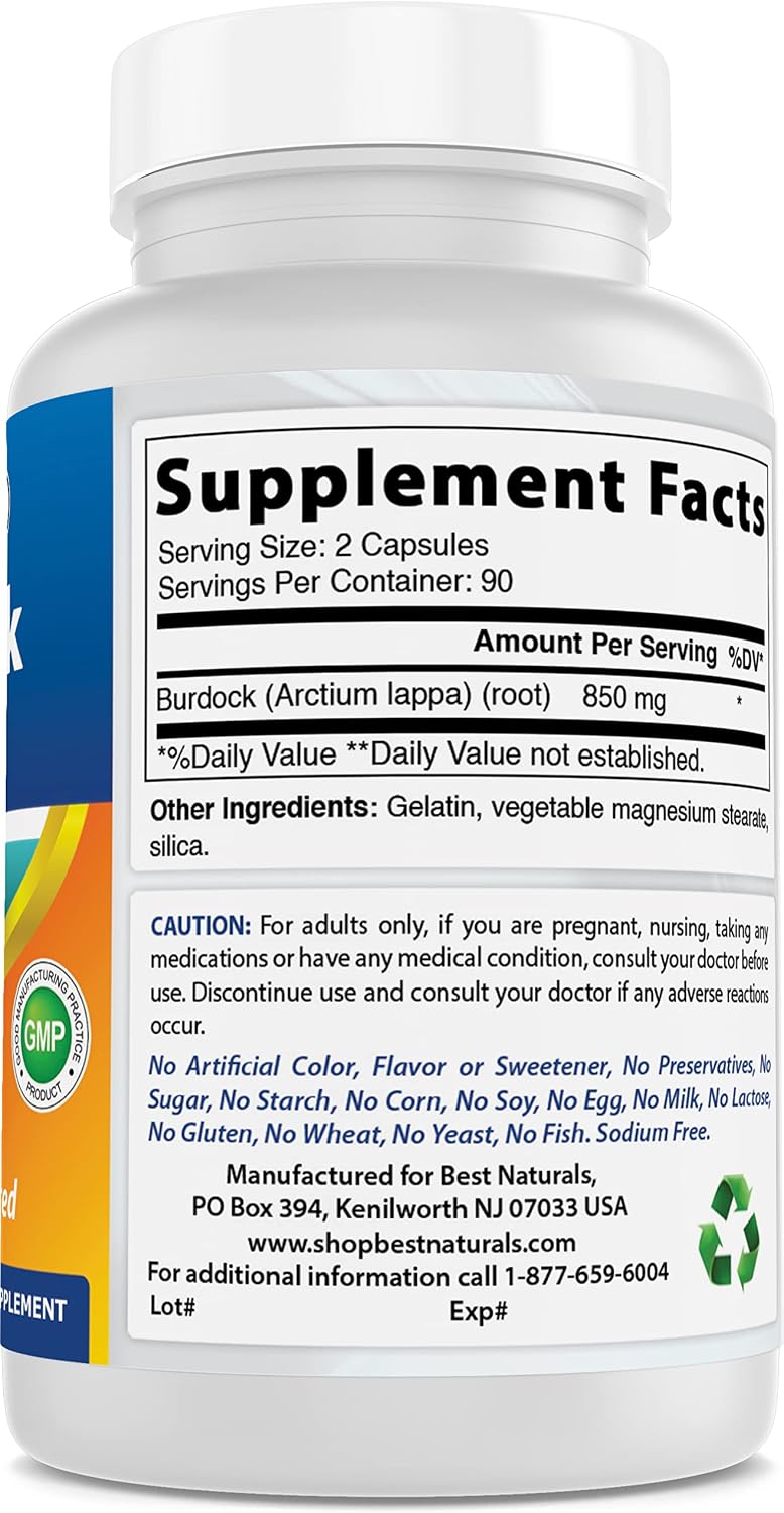 Best Naturals Burdock Root 425 mg, 180 Capsules (Pack of 3) - görsel 5