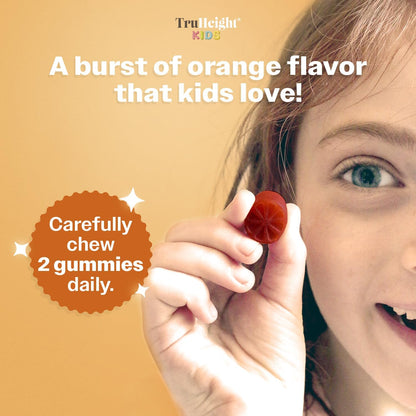 TruHeight Kids Brain Growth Gummies - Orange - Omega-3 DHA Multivitamin for Ages 2+