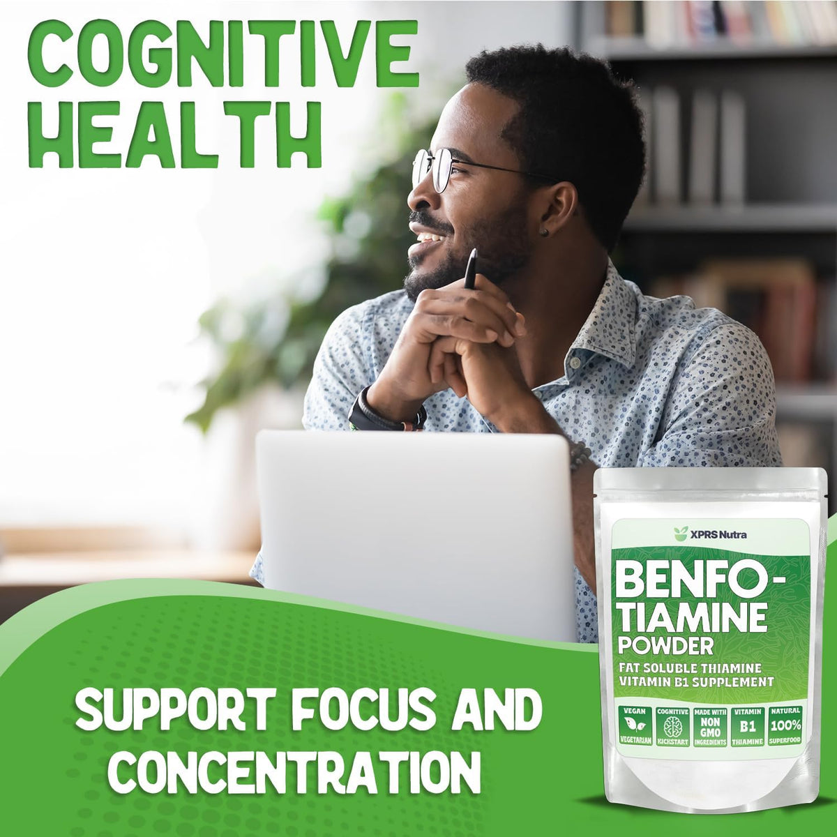 XPRS Nutra Benfotiamine (Thiamine) - Fat Soluble Vitamin B1 Powder, Vegan Friendly - görsel 3