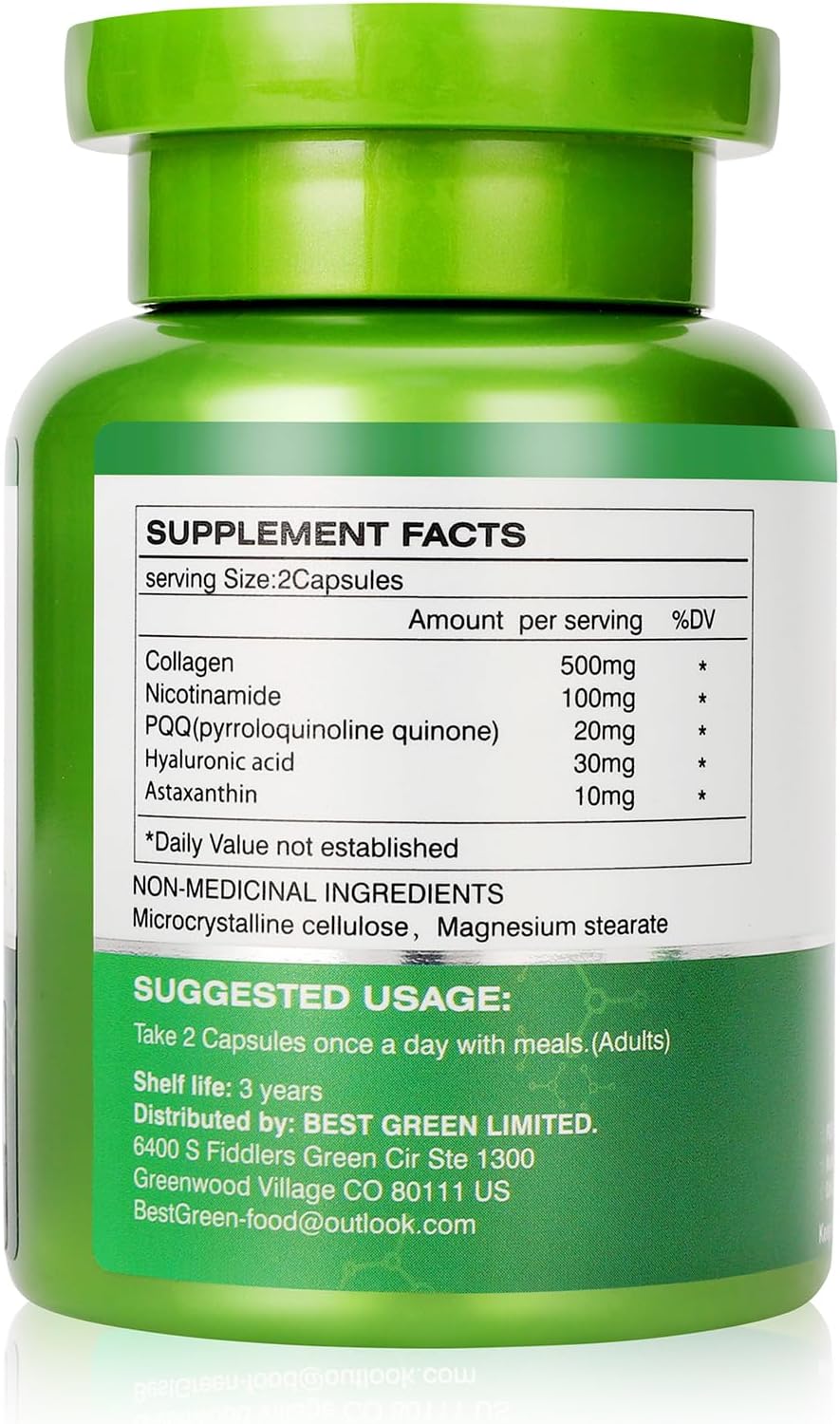 PQQ Supplement 20mg | Pyrroloquinoline Quinone for Mitochondrial Biogenesis, with Collagen, Nicotinamide, Astaxanthin, Hyaluronic Acid – Energy Optimiser and Sleep Support, Supports Hair and Skin Health - görsel 2