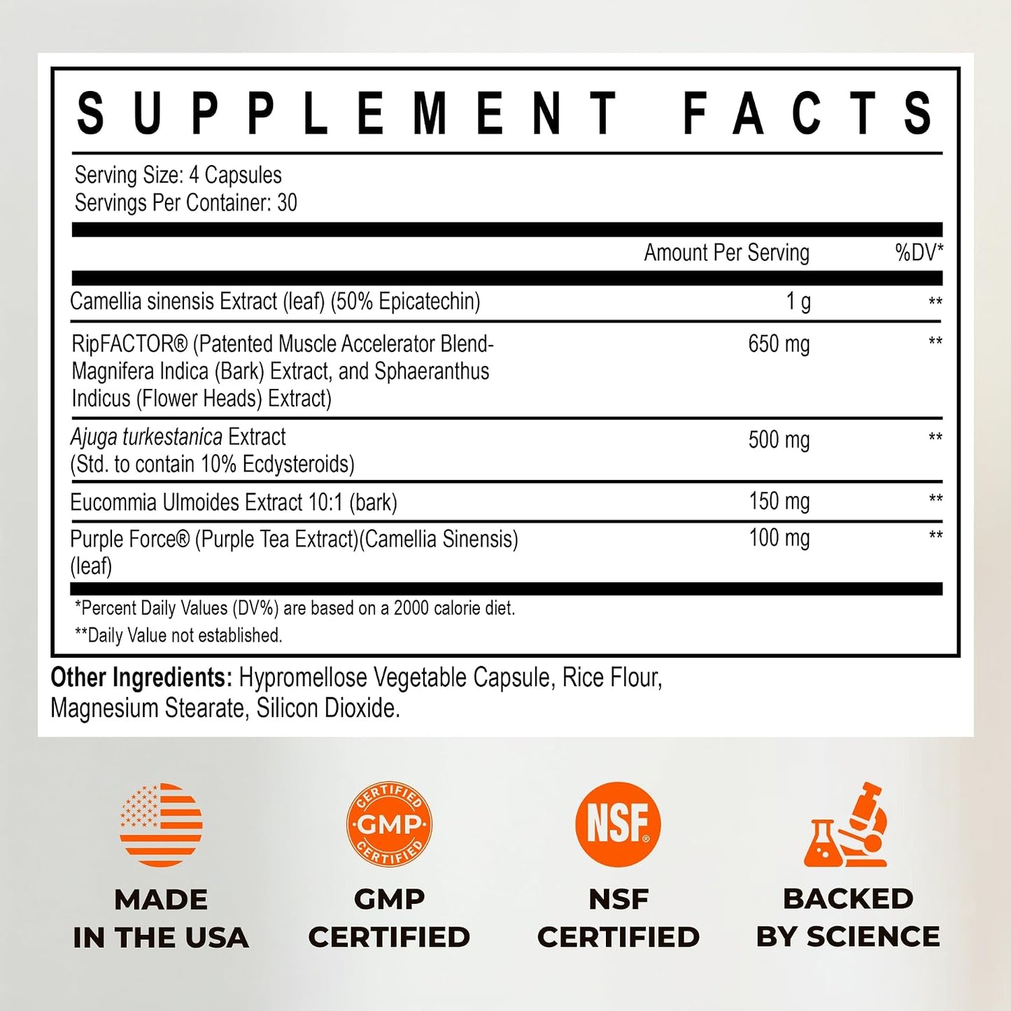Enhanced Labs Muscle Pro - 5-in-1 Premium Muscle Builder for Men - Epicatechin, Turkesterone, RipFACTOR® & Purple Force® - Advanced Muscle Support: Strength, Lean Mass & Free Testosterone - 120 Capsules - görsel 6