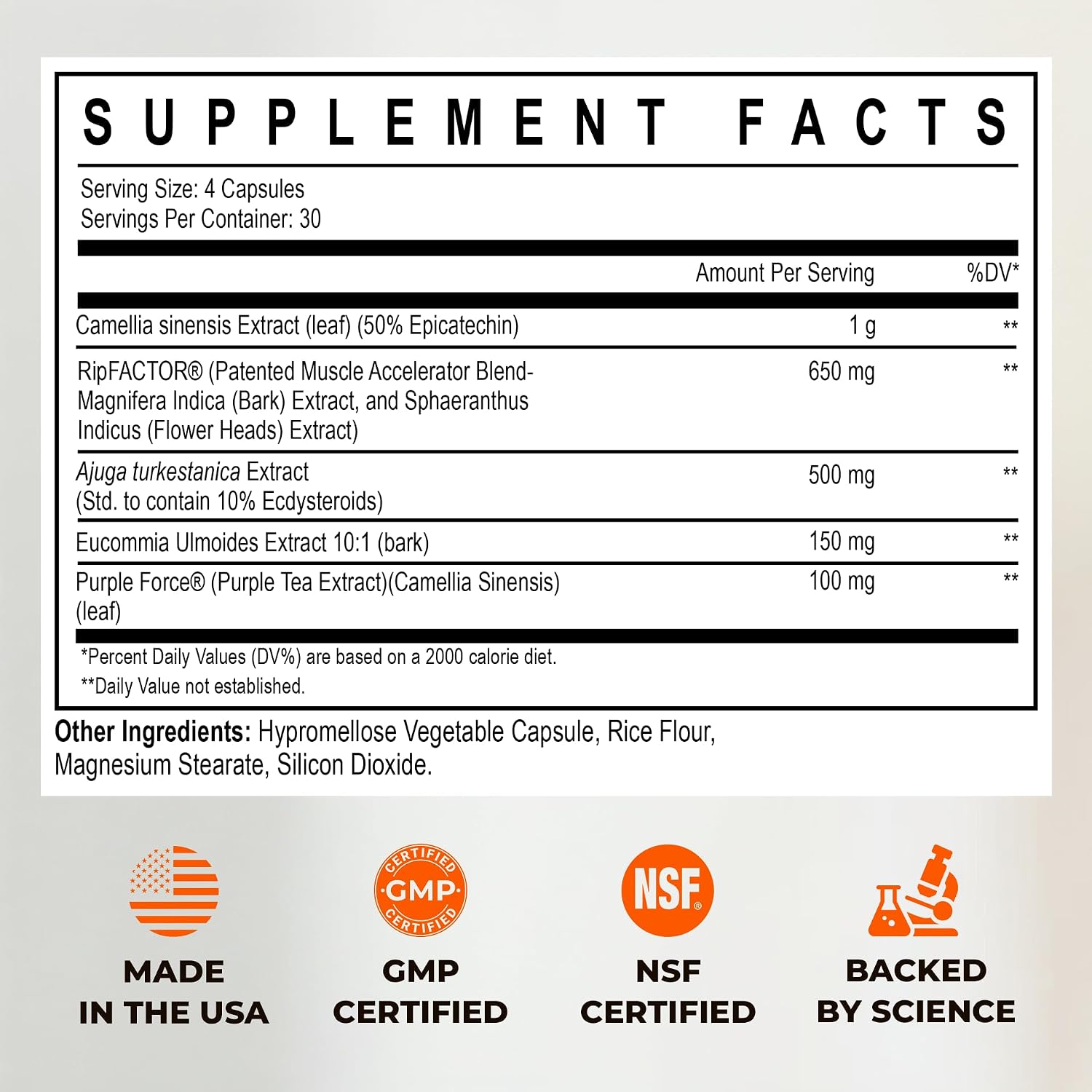 Enhanced Labs Muscle Pro - 5-in-1 Premium Muscle Builder for Men - Epicatechin, Turkesterone, RipFACTOR® & Purple Force® - Advanced Muscle Support: Strength, Lean Mass & Free Testosterone - 120 Capsules - görsel 6