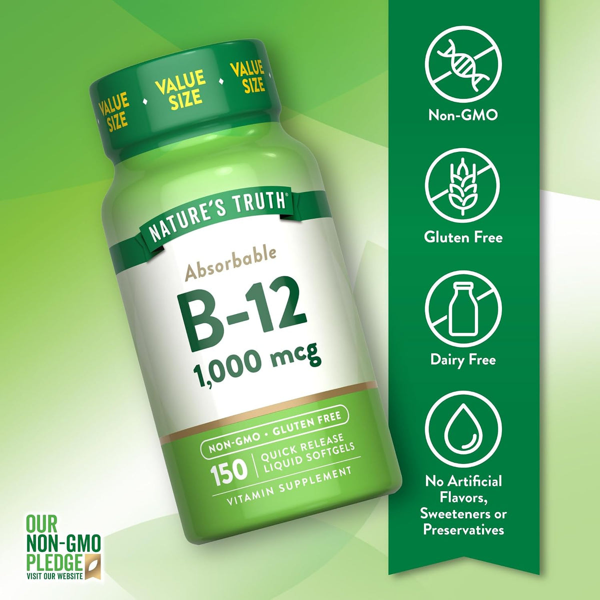 Nature's Truth Vitamin B12 1000 mcg, 150 Softgels - görsel 3