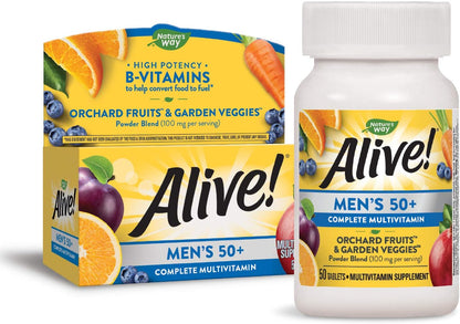 Nature's Way Alive! Men's 50+ Complete Multivitamin, High Potency B Vitamins, 50 Tablets
