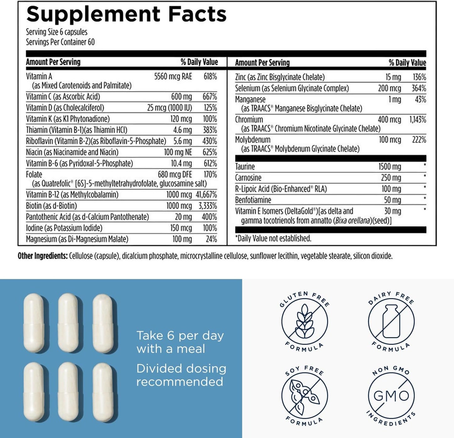 Designs for Health Metabolic Synergy - Multivitamin and Mineral Supplement with Chromium, Zinc, Selenium, R-Lipoic Acid, Vitamins + More (360 Capsules) - görsel 6